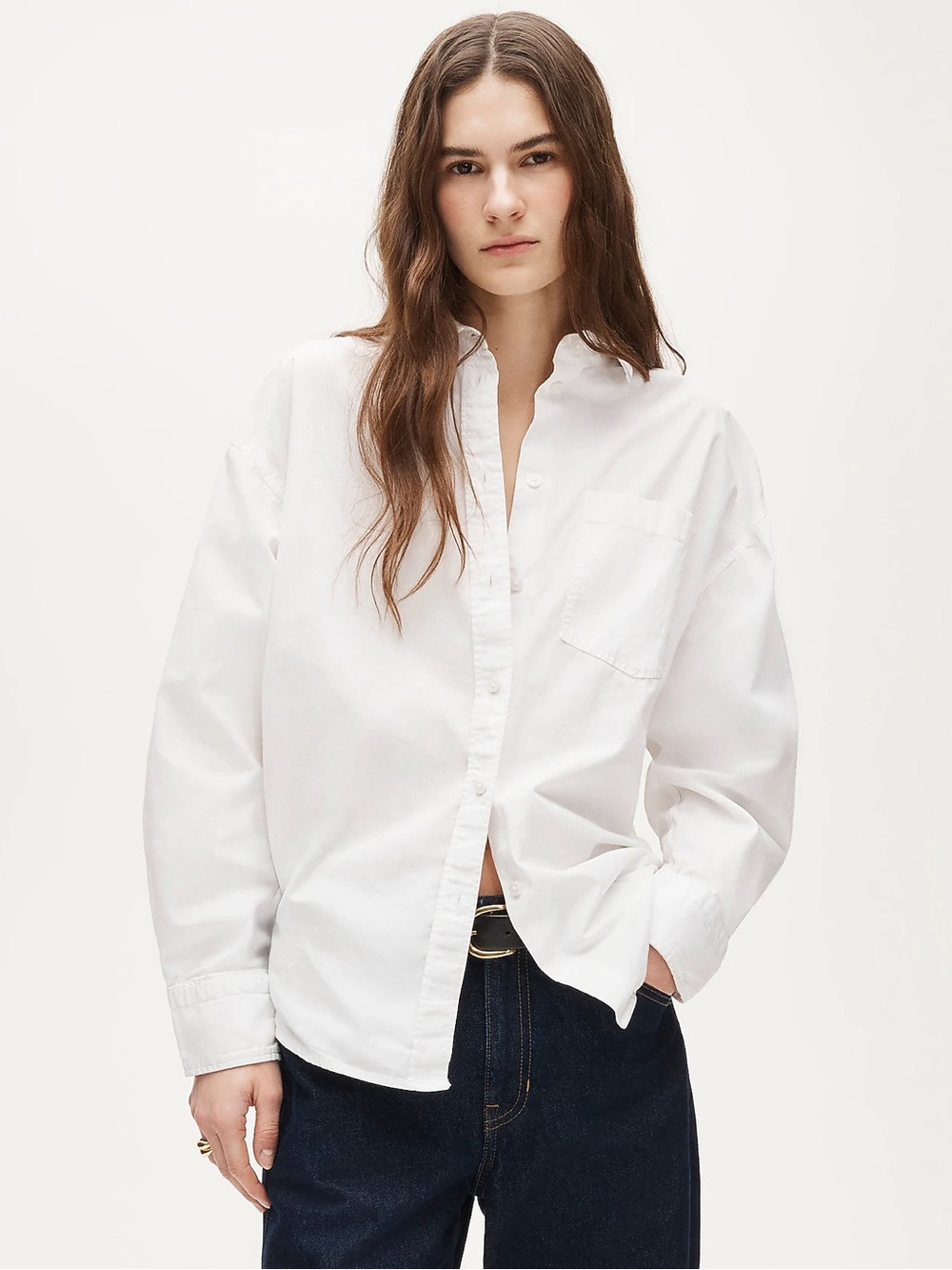 J.Crew White Étienne oversized button-up shirt in lightweight oxford S NWT - Picture 2 of 8
